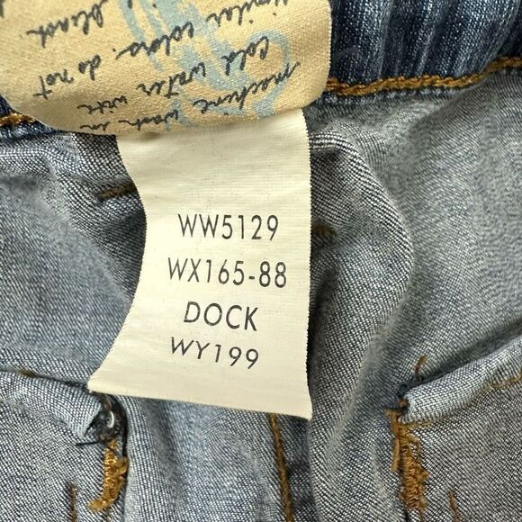 Worn Jeans Women's 14 Wide Leg Denim Cropped Capris Double Button Flap Pockets - Picture 10 of 15